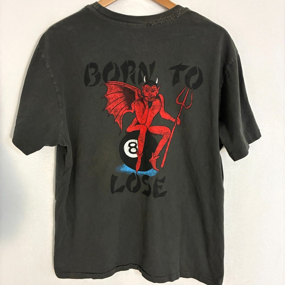 Vtg Y2K Lost Born To Loose Shirt Men's L Devil 8 Ball 13 Skater Grunge Boxy Tee